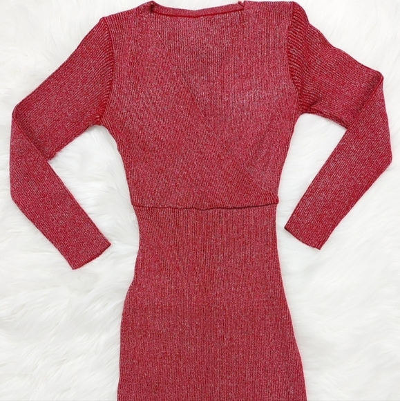 Bodycon pink long sleeve sweater dress | Small - Picture 3 of 6